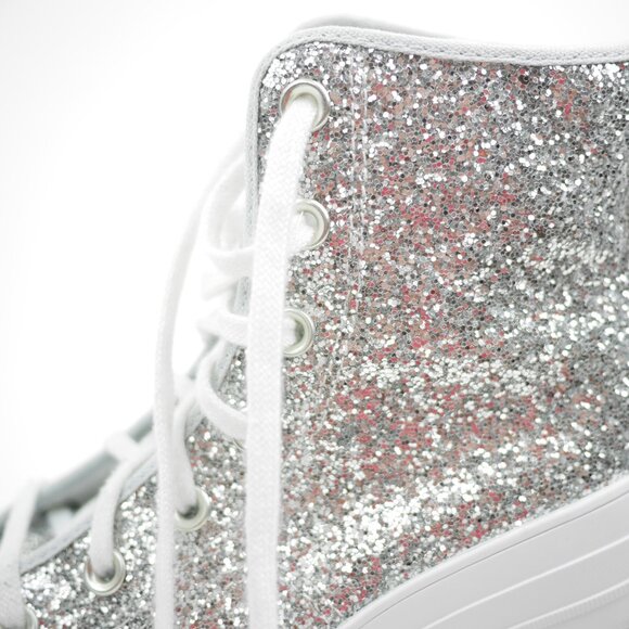 Converse All Star Women's 6 Silver Glitter Hi Top Sneakers Platform Shoes PRIDE - Picture 14 of 14